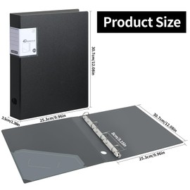 SOYIRI 4 Ring Binders,4 Pack D Ring Binder A4 for School, Office(Black)