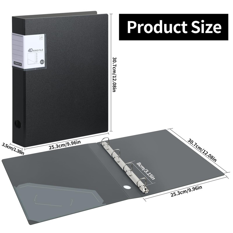 SOYIRI 4 Ring Binders,4 Pack D Ring Binder A4 for