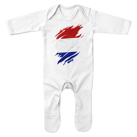 Purple Print House Netherlands Torn Romper Suit Babies Boy Girl Dutch Football Holland Baby Sleepsuit, 6-12 Months, Navy