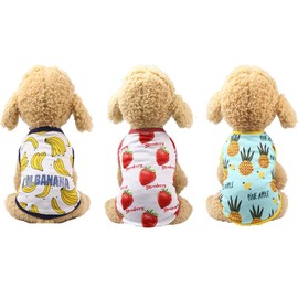 Peukialt Dog Clothes, Spring & Summer, Autumn, 3 Pieces, Cute, Tank Top, Mesh, Characters, Thin, Small and Medium Dog Clothes, T-shirt, Sleeveless, Cat Clothing, Dog Wear, Pet Wear, Breathable, For