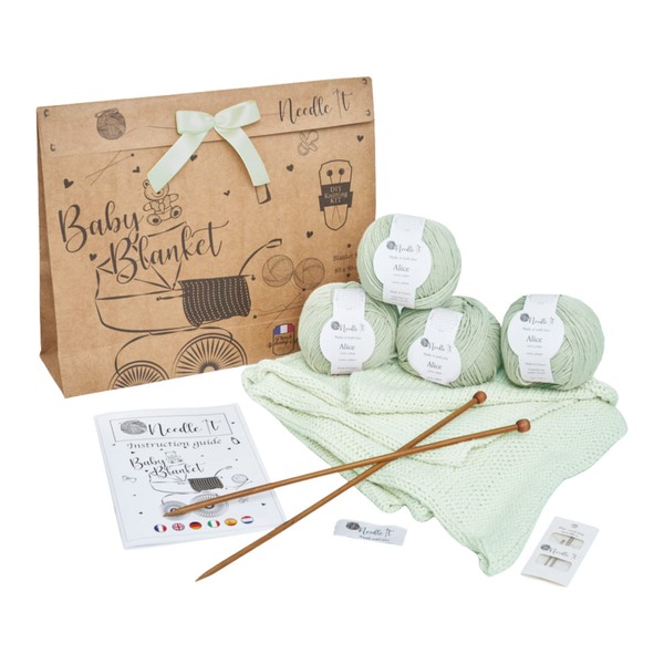 Needle It® - Knitting Set for Beginners Complete with Knitting Needles - Baby Blanket for Knitting Yourself - Gift Idea (Mint)