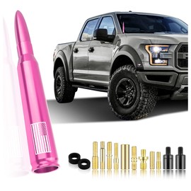 Car Bullet Antenna,Truck Exterior Decoration Accessories Car Vehicle Replacement Antenna Conpatible with Ford F150 RAM 1500 GMC Heavy Duty Pickup Trucks Accessories(New Upgrade Pink-U.S. Flag)…
