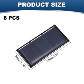 sourcing map 8PCS 1.5V 0.24W 0.16A Mini Solar Panels for Solar Power, Small Solar Photovoltaic Cells Charge DIY Electric Toy Materials Solar System Kits, 2.36" x 1.18"