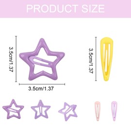 Pack of 16 Colour Star BB Hair Clips, Cute Star Hair Clips, Pentagram Hair Clips, Water Drop Hairpin, Mini Hair Clips for Girls, Snap Hair Clips, for Women Girls Gifts