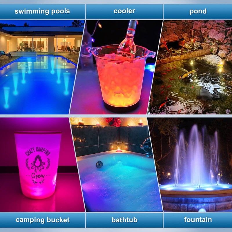 U UZOPI Pool Lights, Upgraded Rechargeable Submersible LED Lights with