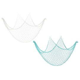 PATIKIL 79 x 59 Inch Decorative Fish Net, 2Pcs Cotton Fishing Net Wall Hangings Decoration for Wedding Ocean Them Party Sea Shells, 2 Color
