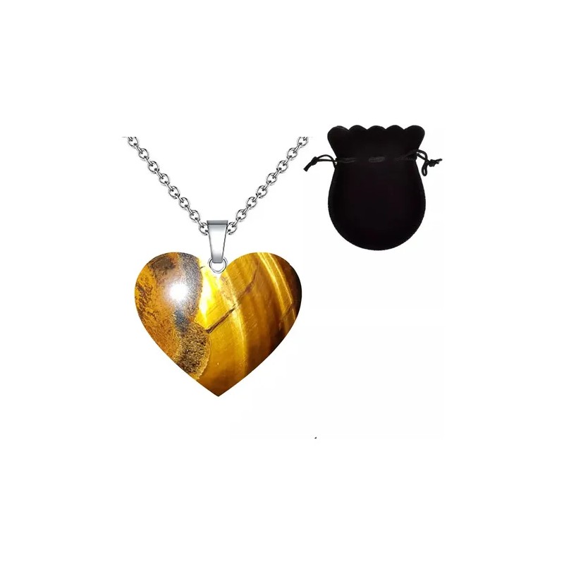 Collar Corazón Cuarzo Natural Acero Inoxidable