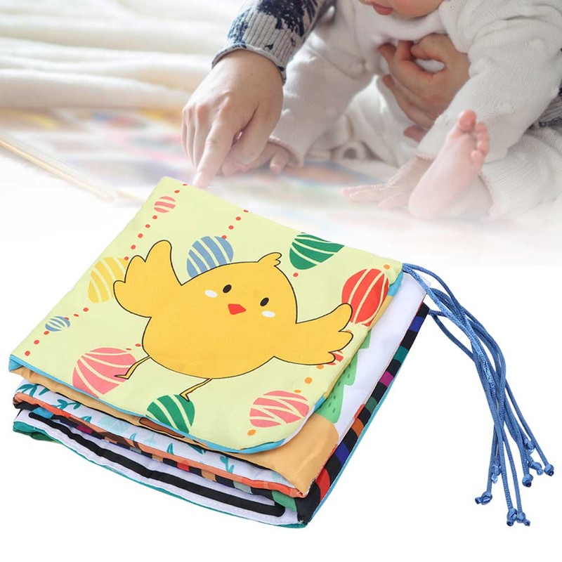 Infant Crib Cloth Book Cute Animal Learning Rattle Distorting Mirror