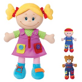 Love & Learn 17" Educational Soft Girl Doll with Zipper, Button, Snap, Shoe Tie, & Self Fastening Skills, Learning Doll