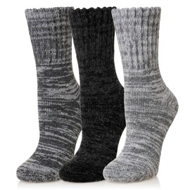 AMENLAN Merino Wool Boot Socks Thermal Winter Ski Thick Warm Hiking Socks for Women Men 3 Pairs (Grey,Medium)