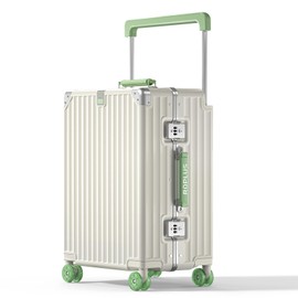 ROPLUS Aluminium Frame Carry on Luggage with Smooth Jelly Wheels, Hardside Zipperless Rolling Suitcase with TSA Lock (White, 21-Inch)