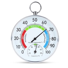 Thermometer Hygrometer 2 in 1, Hygrometer Indoor Analogue and Thermometer Analogue Indoor Stainless Steel Thermometer Hygrometer Analogue Indoor Outdoor Analogue Monitor Temperature with Hanging Ring