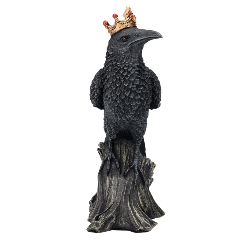 Pacific Giftware Raven Figurine with Crown - Black Crow Statue