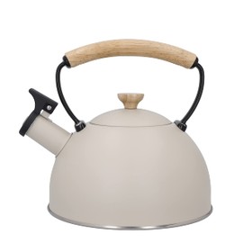 La Cafetiere Latte Whistling Kettle with Wooden Handle, 2.5 Litre, Stainless Steel, Cream