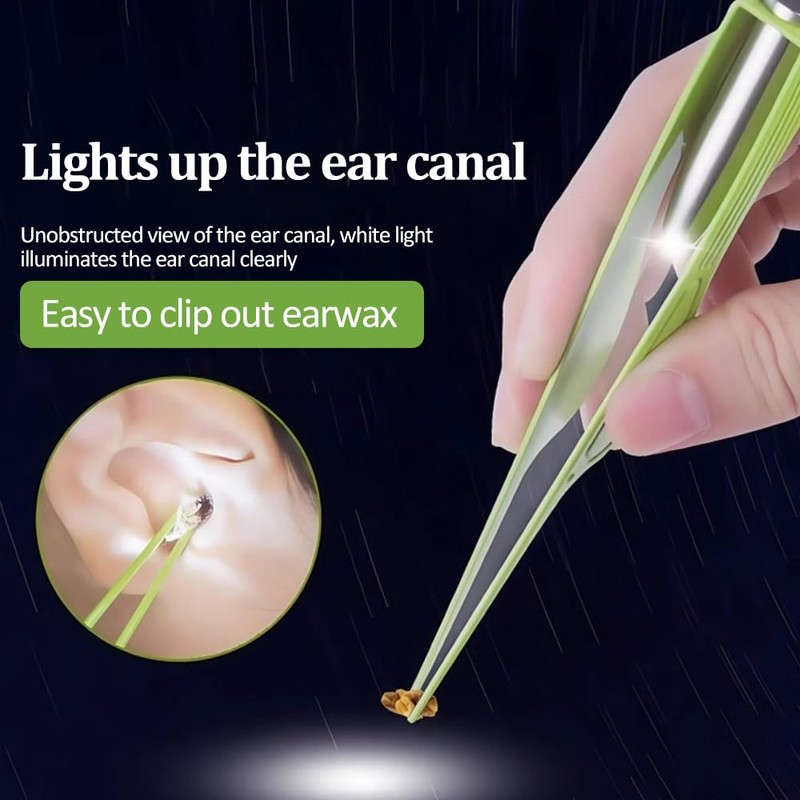 Stainless Steel Ear Tweezers with LED Light, Precision Earwax Remover,