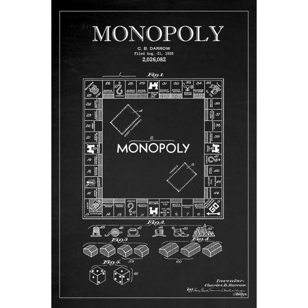 GRANDART.COM - Blackboard Patent - Monopoly - Canvas Wall Art