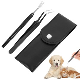 Muorruo 2 Piece Premium Tick Removal Tool, Stainless Steel Tick and Flea Removal Device for Pets, Dogs, Cats and Humans, Safe Tick Puller and Precision Tweezers