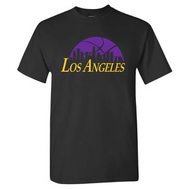 Xtreme Apparrel Los Angeles Basketball Skyline Men's Fan T-Shirt (Black Shirt, S)