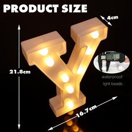 DyingSwan Led Light Up Letters, 26 Alphabet Marquee Letter Lights, Small Letters with Lights, Battery Powered Letter Sign Lights for Party, Table, Wall Decor (Letter Y, Warm White)