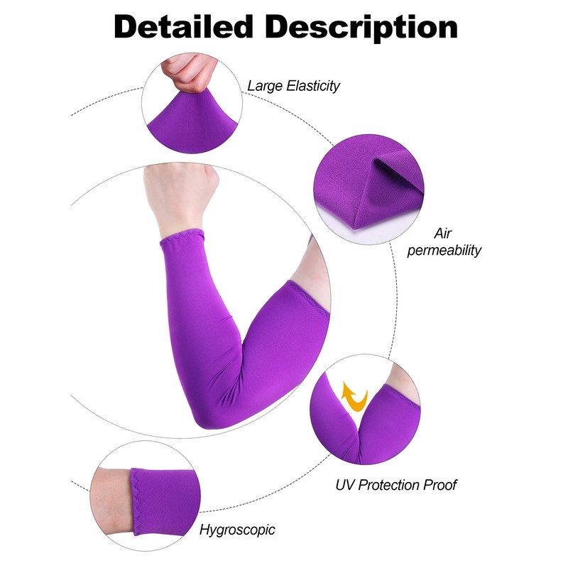 Bememo 12 Pairs Unisex UV Protection Sleeves Long Arm Cooling