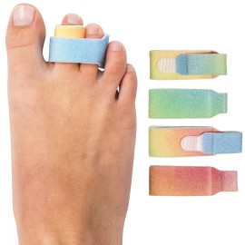ZenToes Broken Toe Buddy Wraps Cushioned Bandages Hammertoe Straightener Splint - 4 Pieces, ZenRainbow, One Size Fits Most, Original Support