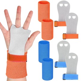 JSTHHTT 2 Sets of Grip Pads Children's Bar Straps Gymnastics Girls Bar Gloves Gymnastics Children, Pull Up Grips for Children, Hand Grips Leather Training Gloves (Blue, Orange, S)