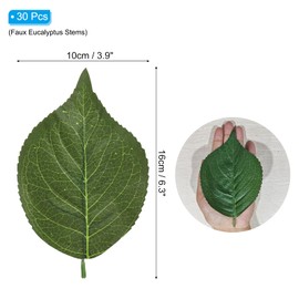 PATIKIL 6.3x3.9 Artificial Green Leaves, 30 Pcs Bulk Greenery Leaves Fake Hydrangea Leaves Fake Leaves for Wedding Bouquets Wreaths Decor
