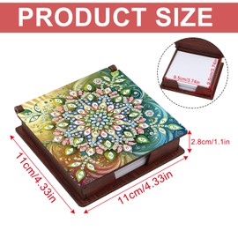 JICFDAO Diamond Painting Zettelbox 11x11cm Diamant Malerei Notizzettel Box Aufbewahrungsbox aus Holz Cube Notiz Box mit 160 Blättern Bürobedarf Organizer Mosaik Bilder Geschenk Handwerk Mandala Blumen