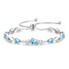 FANCIME March Birthstone Teardrop Aquamarine Tennis Bracelet for Women, Sterling