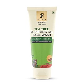 Pilgrim Tea Tree Gel Face Wash | Hydrating Facial Cleanser with Salicylic Acid & CICA | Gently Exfoliates, Unclogs Pores & Fights Acne for Clear, Healthy Skin | 3.38 Fl Oz (100ml)