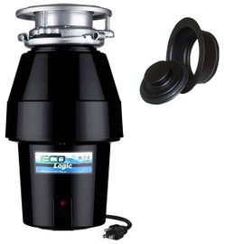 Eco Logic EL-7-DS-BK 7 Designer Series Food Waste Disposer with Black Sink Flange, 1/2 HP