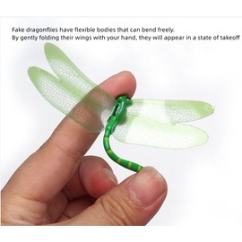Garden Dragonfly Stakes with Sticks,3D Removable Fake Dragonfly,10" Waterproof Shaking Head Dragonflies Ornaments Garden Decor for Outside,Christmas Whimsical Gifts for Kindergarten (25, Black)
