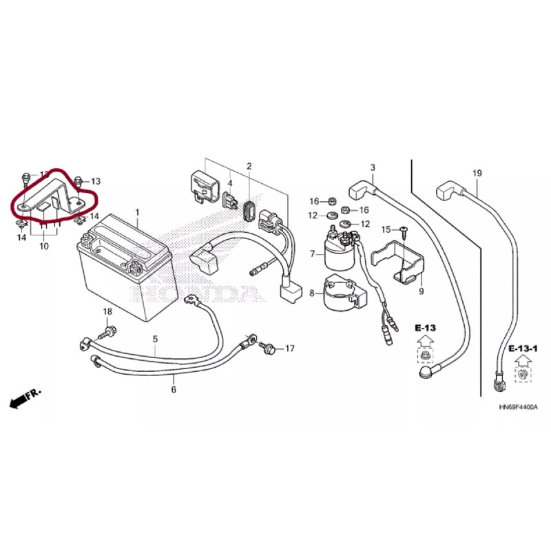 HONDA TRX 250X 250EX BATTERY BAND, RETAINER, HOLDER STRAP 50326-HN6-000
