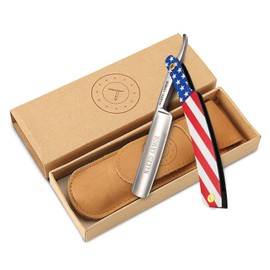 American Straight Razor - Shave Ready Straight Edge Razor, Japanese Steel + Metal Straight Razor for Men, Barber Approved Straight Razor, Mens Straight Razor, Leather Case, Close Shave, Best Gift