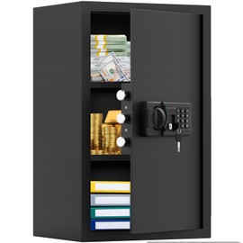 4.0 Cub Large Home Safes Fireproof Waterproof, Anti-Theft Digital Security Safe Box With Programmable Keypad & 2 Removable Shelves and Led Light, Fire proof Safe for Home Documents Money Medicines