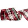 MTCELL Red, Green, Black, and White Plaid Christmas Wired Ribbon