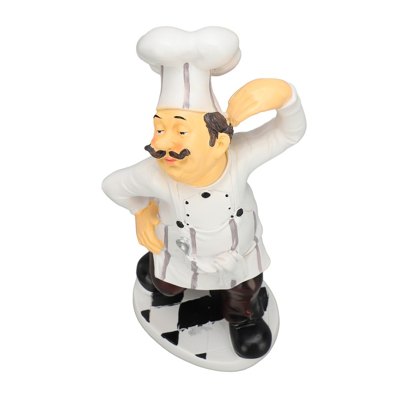 French Chef Figurine 30x14x11cm Resin Funny Chef Sculpture Kitchen Restaurant