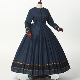 BPURB Women Victorian 1860s Dress with Petticoat Civil War Dress Vintage Costumes Navy Blue