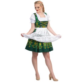 Women's Traditional German Dirndl Dress – 3-Piece Short Green Oktoberfest Outfit 2 XS