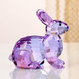 Crystal Bunny Rabbit Animal Collectible Cute Figurine Birthday Gifts Home Decor (Purple)