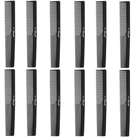 Barber Cleopatra 420 7" Flat Square Back Hair Comb (12 Pack) 12 x SB-C420-BLK
