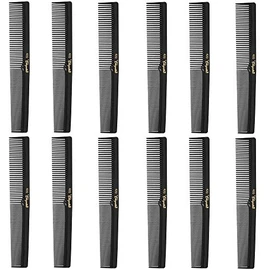 Barber Cleopatra 420 7" Flat Square Back Hair Comb (12 Pack) 12 x SB-C420-BLK