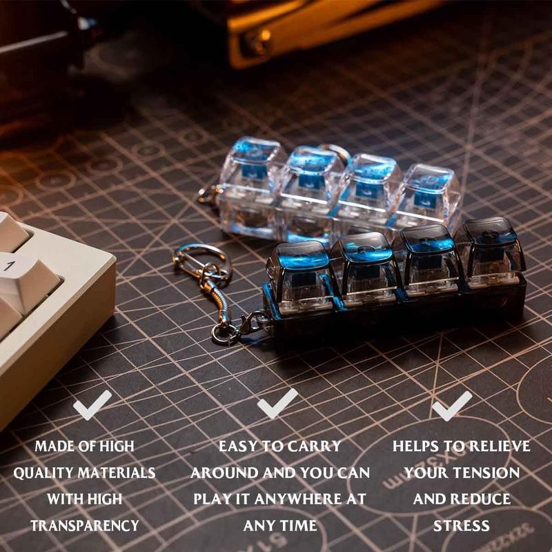 2 Pcs Black & White Keyboard Fidget Clickers with LED