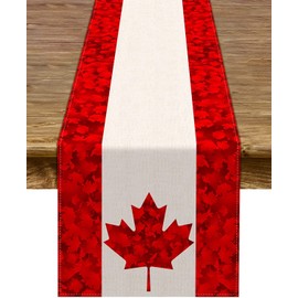 Happy Canada Day Table Runner Canadian National Day Maple Leaf Tablecloth Holiday Party Kitchen Dinning Home Decoration (13" x 108")