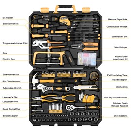 DEKOPRO 198 Piece Home Repair Tool Kit, Wrench Plastic Toolbox with General Household Hand Tool Set