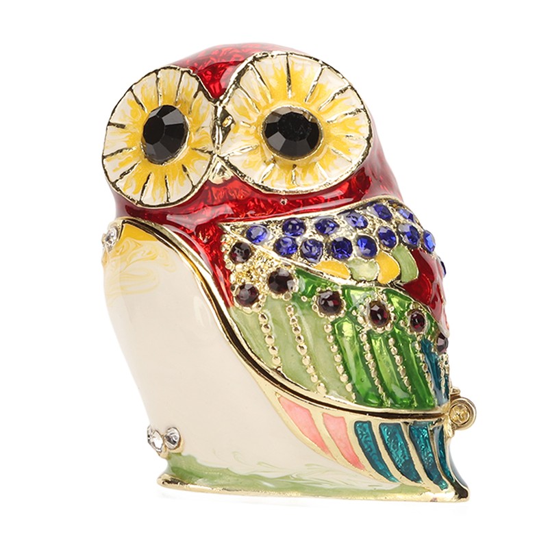 Metal Trinket Box Owl Shape Shiny Exquisite Zinc Alloy Jewelry