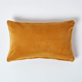 Homescapes Velvet Cushion Cover, Mustard Yellow, Soft Decorative Cushion Cover 30 x 50 cm, Decorative Cushion Cover for Decorative Cushions and Sofa Cushions with Concealed Zip, Ochre