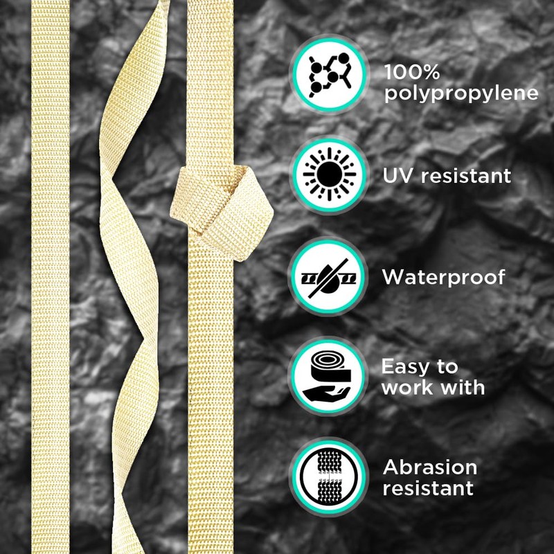 TECEUM 1.5 Inch Webbing – Cream – 10 Yards –