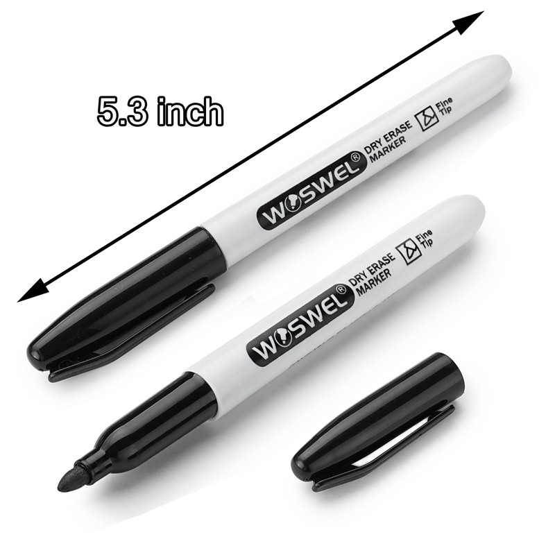 WOSWEL Dry Erase Markers Bulk, 72 Pack Black Fine Tip