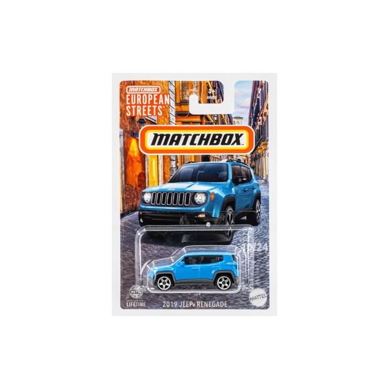 Matchbox European Streets 2019 Jeep Renegade Blue 10/24 1:64 Scale,